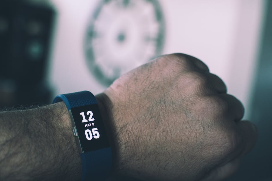 Fitness tracker on wrist showing tech lifestyle