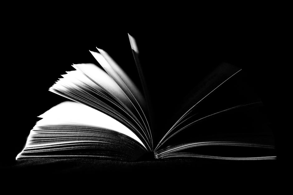 Open book in black and white